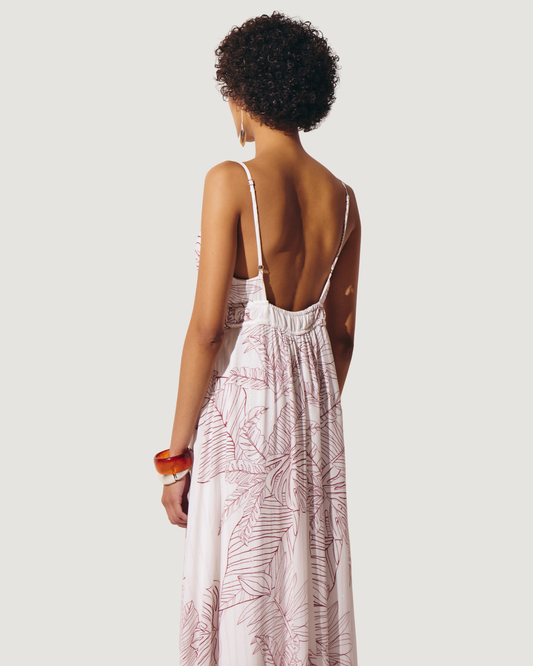 VESTIDO LONGO FOLHAGEM OFF WHITE