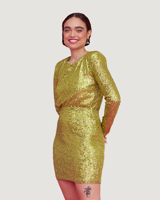 Vestido Curto Paetê Sandra VERDE