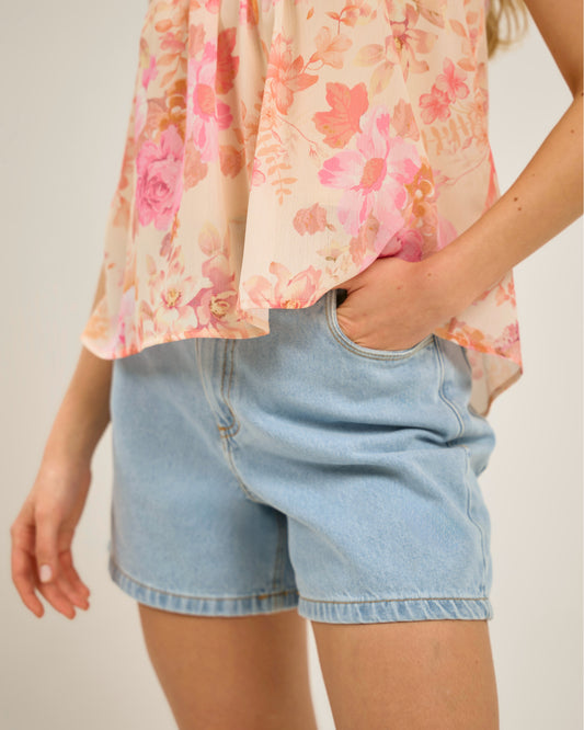 SHORTS MOM JEANS AZUL CLARO