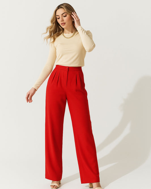 Calça alfaiataria com Pregas VERMELHO