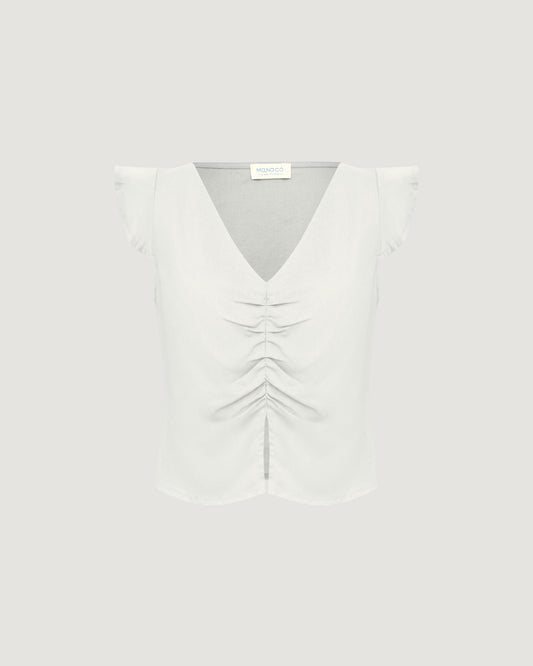 Blusa Decote V Laura Bege OFF