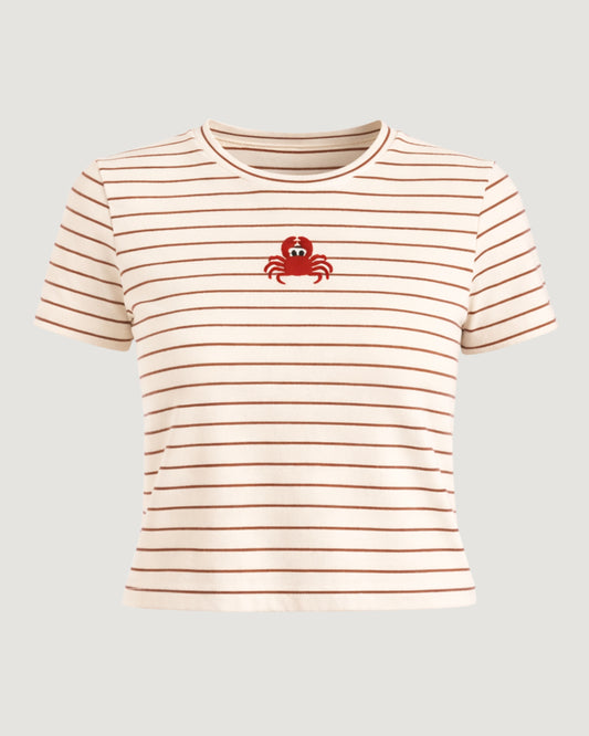 BLUSA T-SHIRT LISTRADA LISTRAS MARROM