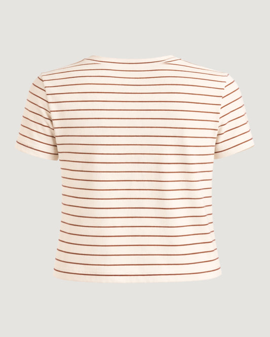 BLUSA T-SHIRT LISTRADA LISTRAS MARROM