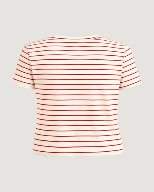 BLUSA T-SHIRT LISTRADA LISTRAS VERMELHAS