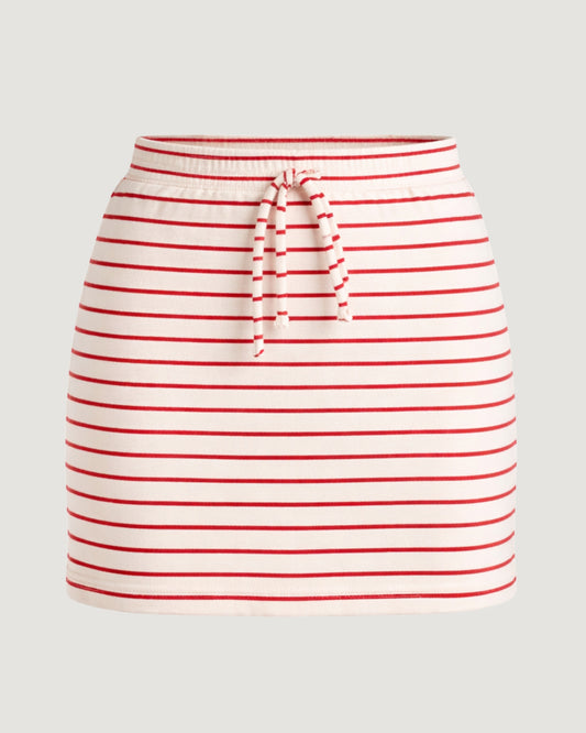 SHORTS SAIA MALHA LISTRAS VERMELHAS