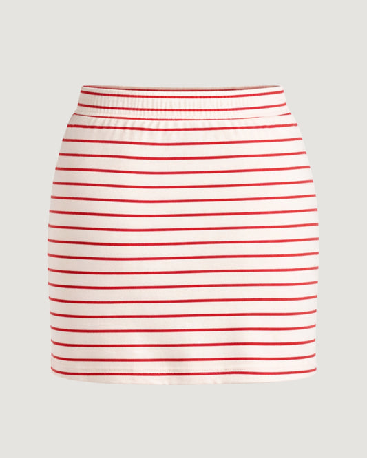SHORTS SAIA MALHA LISTRAS VERMELHAS