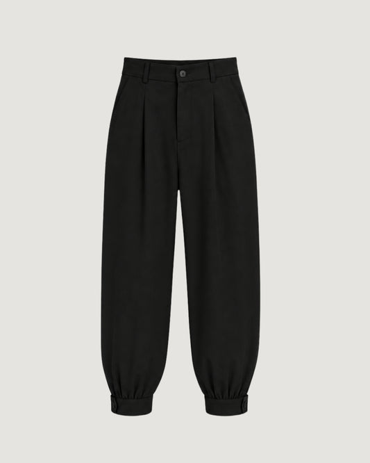 CALÇA BARREL COM PREGAS PRETO