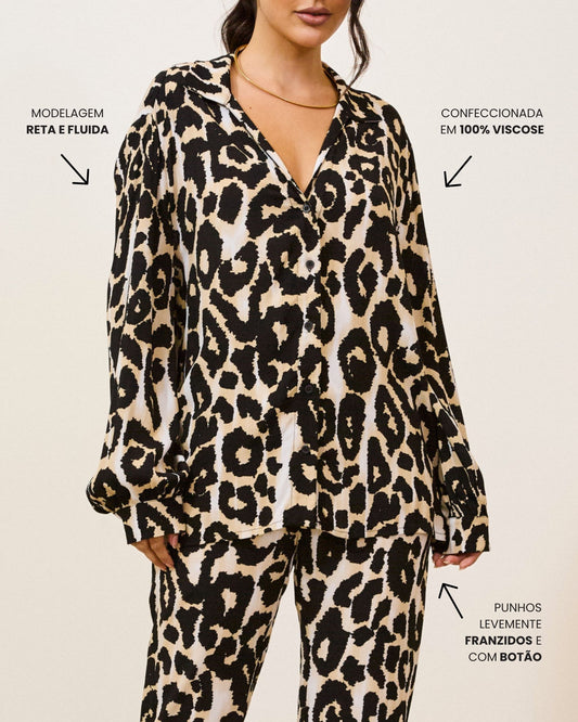 Camisa Fluida Estampada Animal Print ONCA