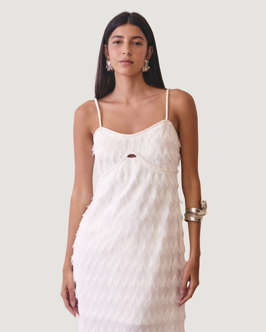 VESTIDO ZIG ZAG OFF WHITE