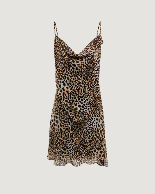VESTIDO CURTO ESTAMPADO ONCA GOLD