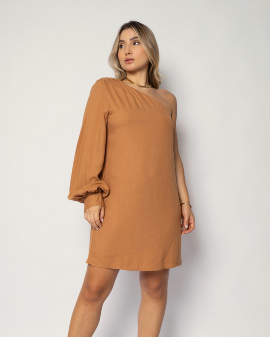 Vestido Ombro Só Crepe CARAMELO