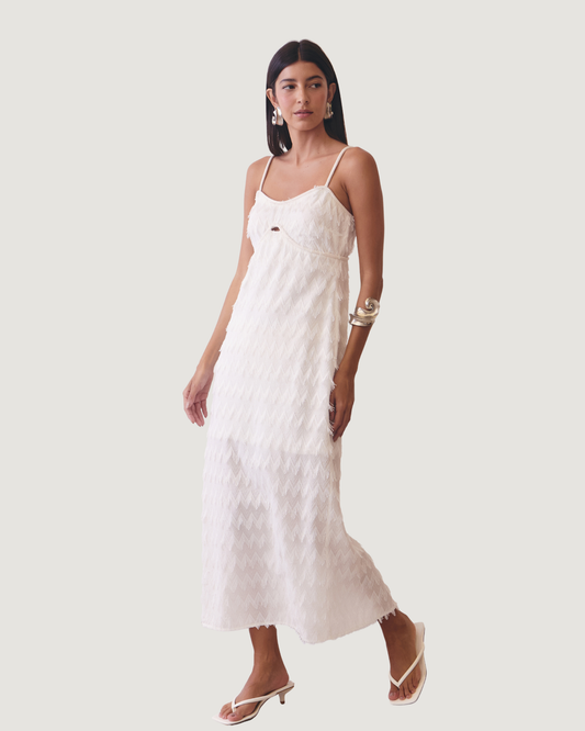 VESTIDO ZIG ZAG OFF WHITE