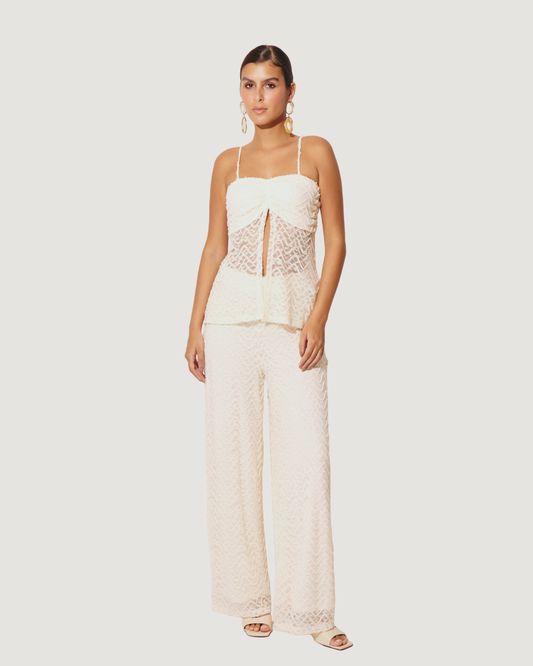 CALÇA DE RENDA BEGE