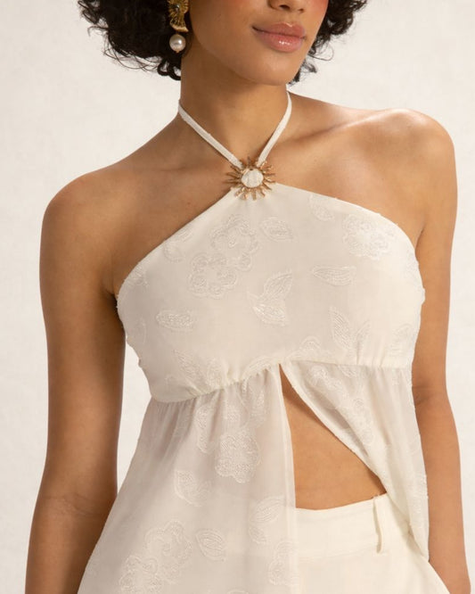 BLUSA BATA FRENTE ÚNICA ALONGADA BRANCO