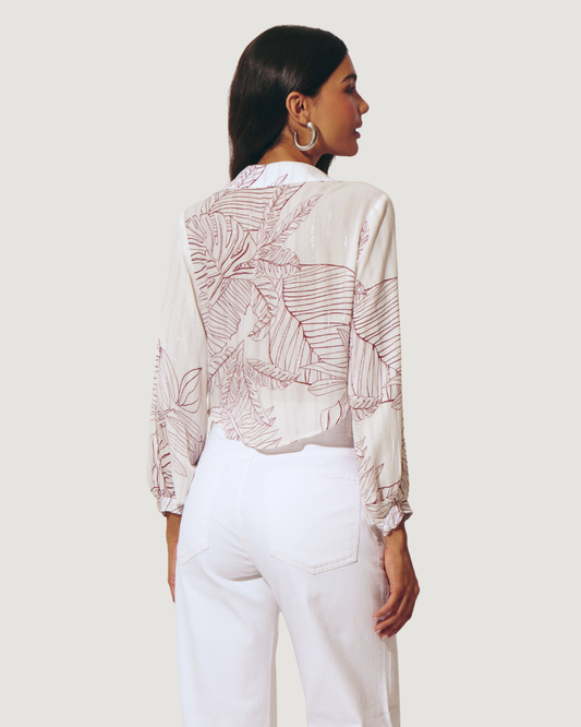 BLUSA ESTAMPA FOLHAGEM OFF WHITE