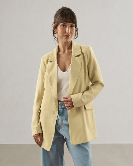 MAX BLAZER ALONGADO AVOCADO (AMARELO CLARO)