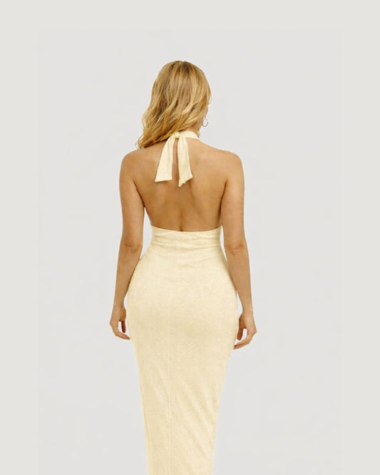 VESTIDO MIDI FRENTE ÚNICA CREME