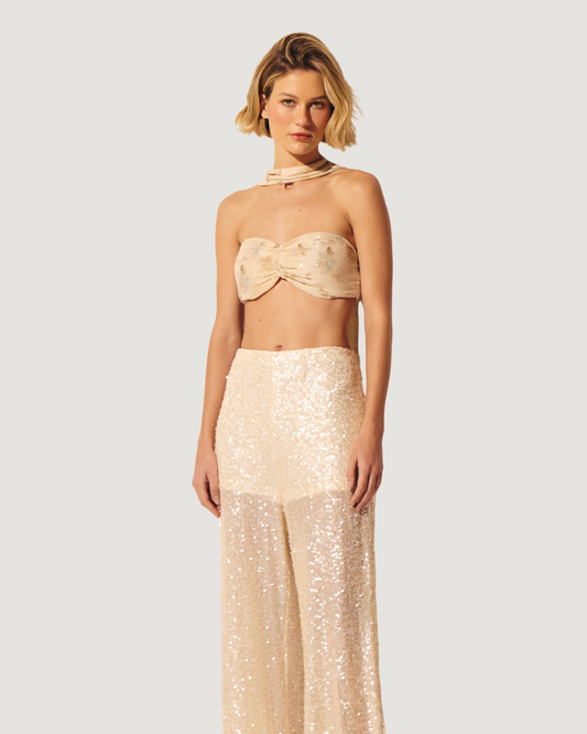 TOP PAETÊ FRANZIDO BEGE