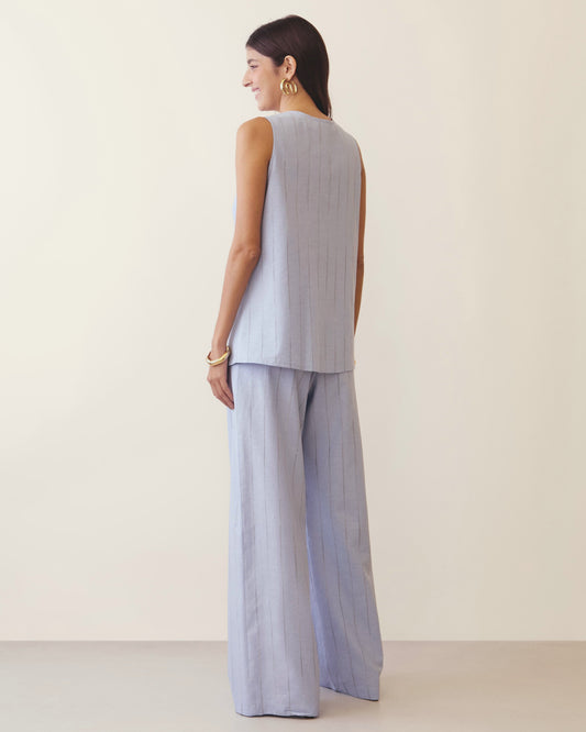 BLUSA COM TRANSPASSE FRONTAL AZUL