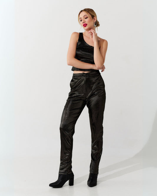 Top Veludo Manhattan PRETO
