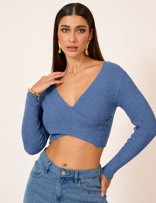 BLUSA MANGA LONGA FRENTE AZUL