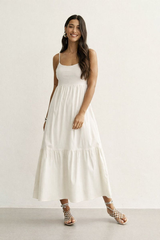 VESTIDO FRENTE ÚNICA AMARRAÇÃO COSTAS OFF WHITE