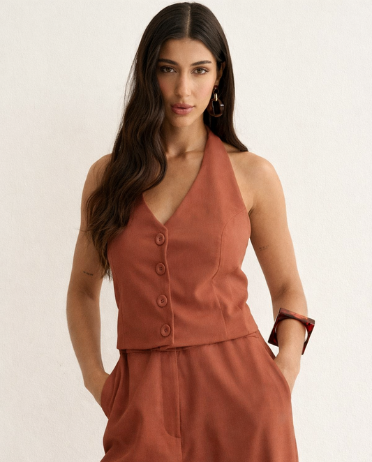 COLETE ALFAIATARIA MARROM