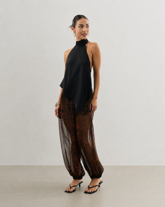 CALÇA BALLON ESTAMPADA PERETO C/ CARAMELO