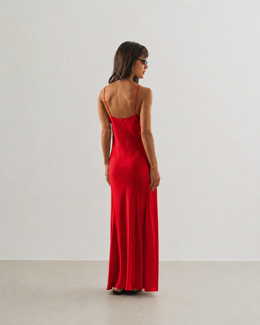 VESTIDO MIDI CETIM ALCINHA RED (VERMELHO)