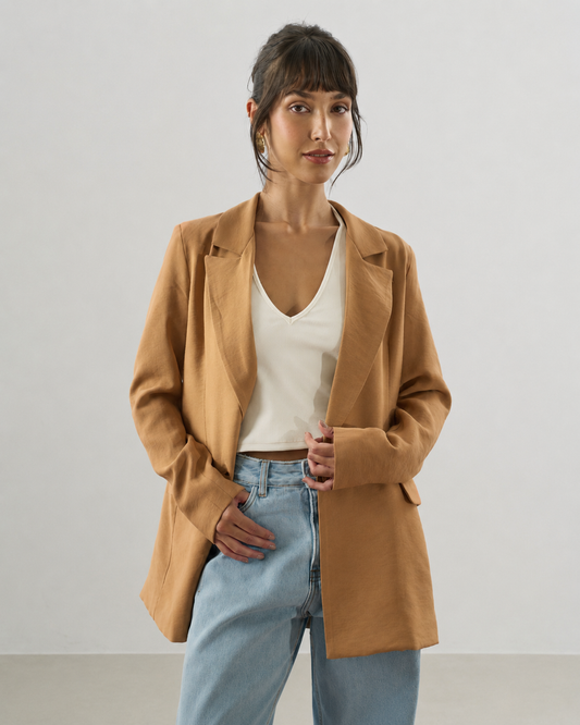 MAX BLAZER ALONGADO BEGE BRONZE (BEGE)
