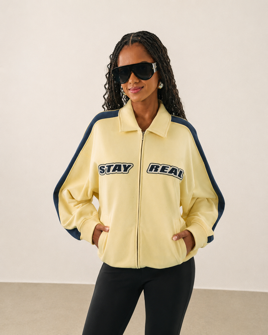 BLUSA MOLETOM ESTAMPA STAY REAL AMARELO