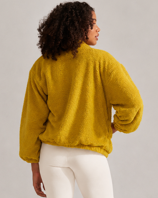 CASACO TEDDY ZÍPER AMARELO