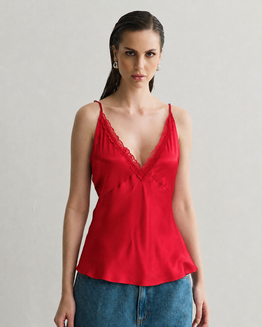 REGATA ALCINHA DE CETIM COM RENDA CHERRY (PINK)