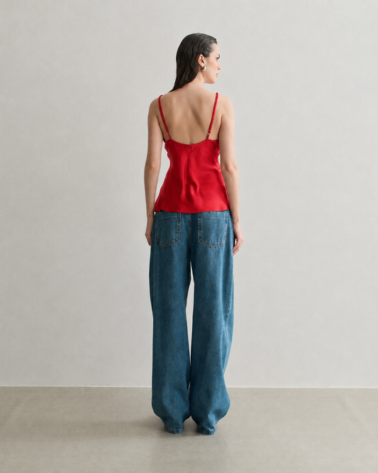 REGATA ALCINHA DE CETIM COM RENDA CHERRY (PINK)