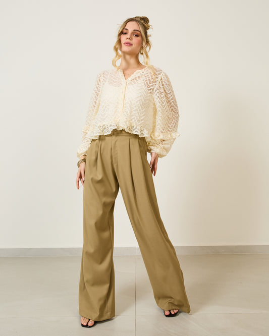 Calça Alfaiataria Prega Wide Leg VERDE