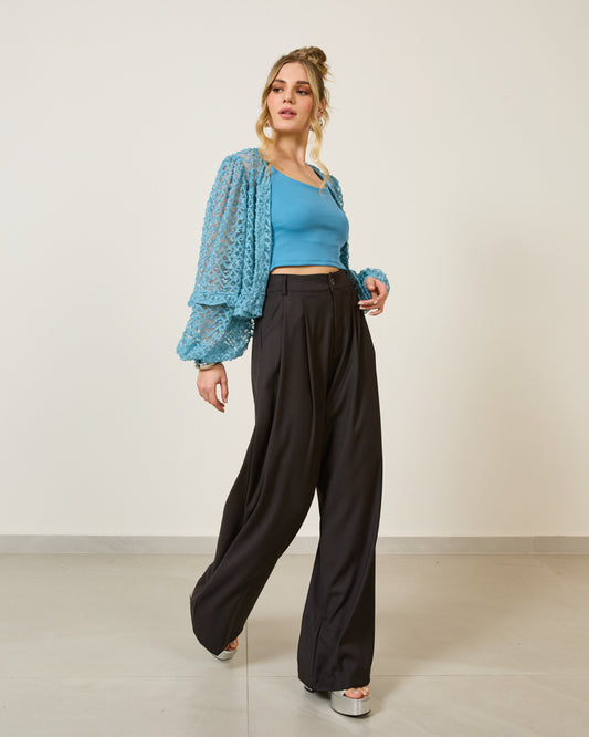 Calça Alfaiataria Prega Wide Leg PRETO