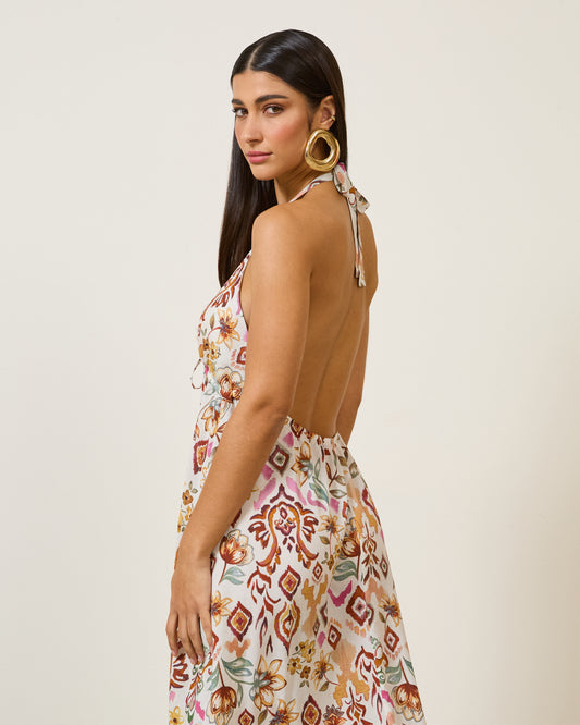 Vestido Longo Frente Única Estampado UNICA