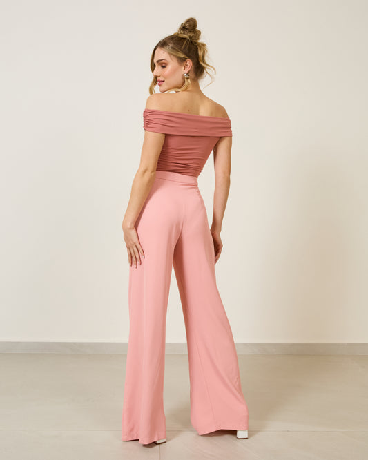 Calça Alfaiataria Fenda Rosa VERMELHO