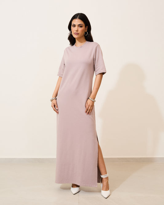 Vestido Longo Malha Camiseta Lilás AGUA