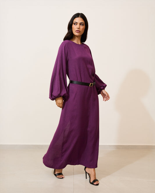 Vestido Manga Longa Viscolinho ROXO