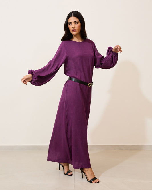 Vestido Manga Longa Viscolinho ROXO