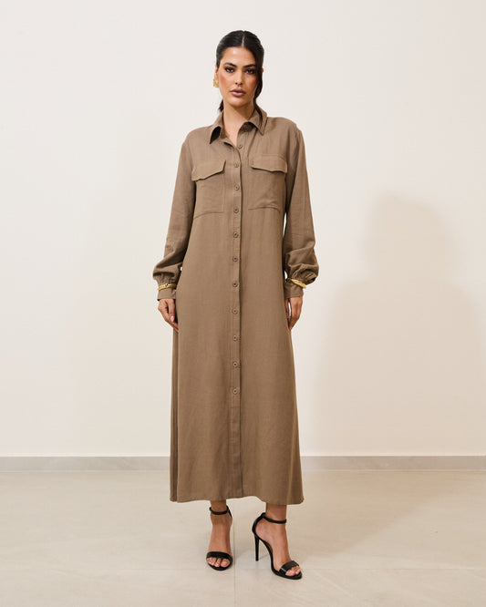 Vestido Chemise Viscolinho Verde OCRE