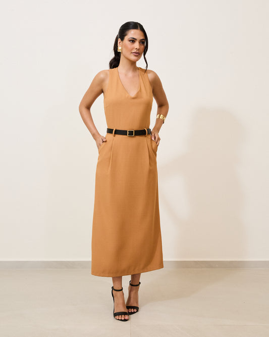 Vestido Longo Alfaiataria BEGE