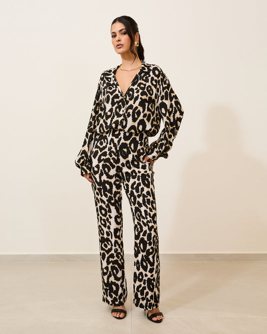 Calça Viscose Forrada Estampada Animal PRINT
