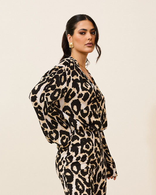 Calça Viscose Forrada Estampada Animal PRINT