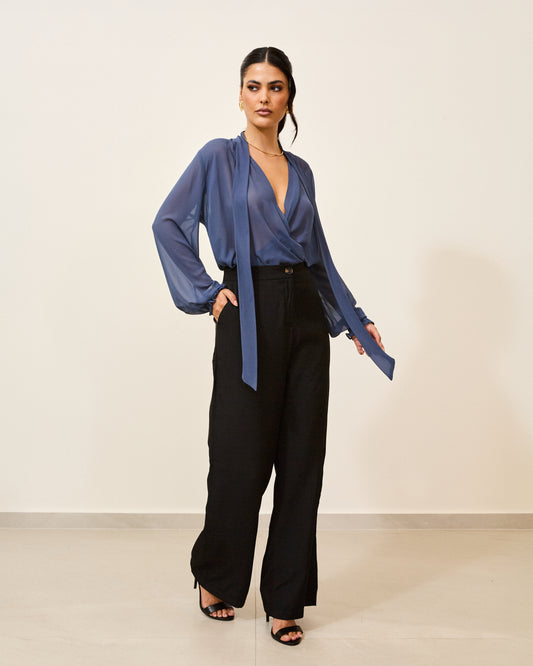 Calça Reta Bolsos Laterais PRETO