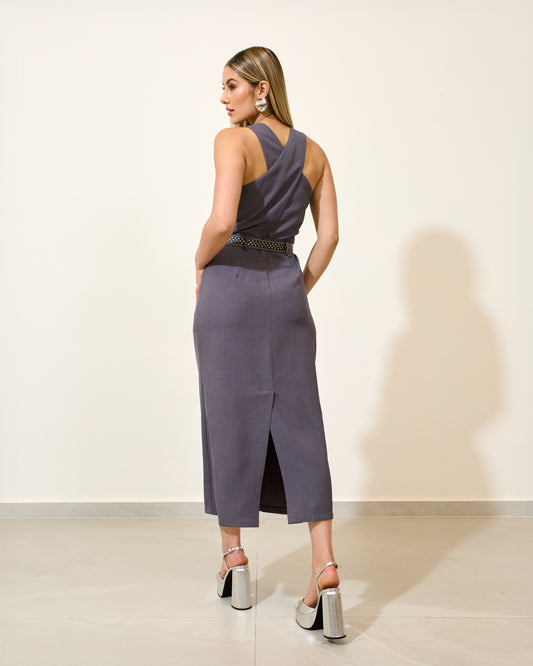 Vestido Longo Alfaiataria CINZA
