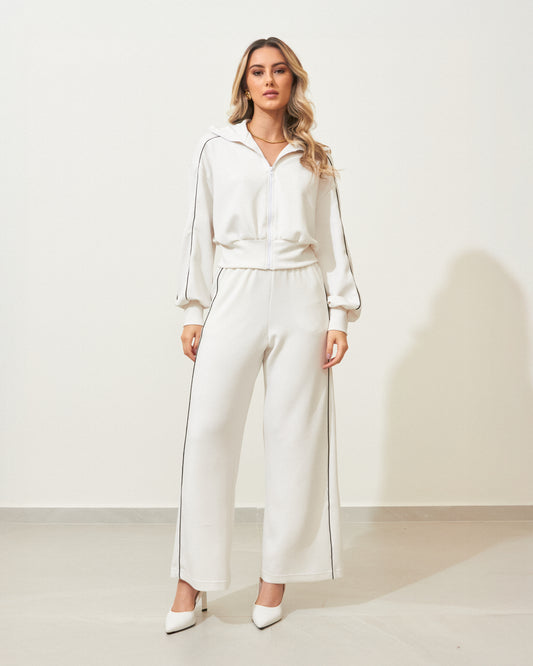 CALÇA MOLETOM COM VIVO CONTRASTANTE WHITE