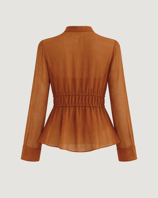 BLUSA ACABAMENTO FRUFRU MARROM