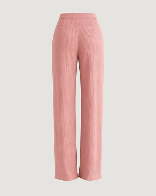 CALÇA RETA PLISSADA ROSA